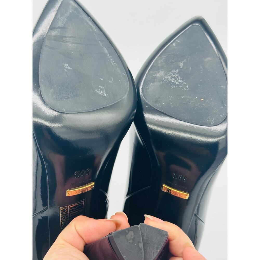 Gucci Black Patent Leather Chelsea Boots Pointed Toe Block Heel 39.5 - Picture 9 of 12
